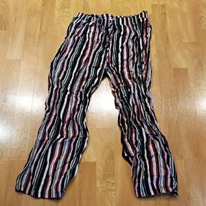 shosho Striped Elastic-Waist Pants in Black, White & Red